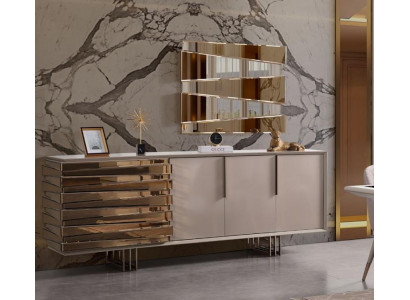 Anrichte Sideboard Kommode Holz Schaf Beige Gold Luxus Wunnzëmmer