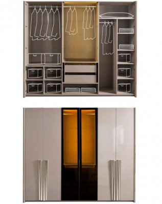 Kleederschaf Äermodësche Schaf Schlofzëmmer Schief Béisholz Gold