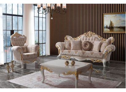 Luxus Canapégrupp Komplett Canapégrupp Beige Polstersofa Stoffsofa Sofa