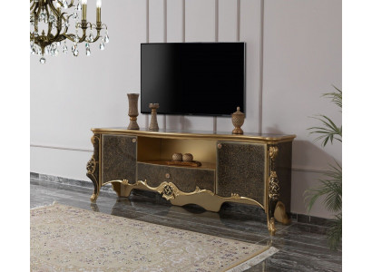 Säitendësch Lowboard TV Ständer RTV Holz Braun Wunnzëmmer Dësch Luxus