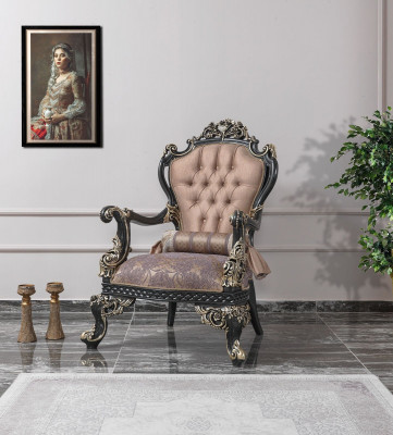 Sëtz Beige Ouerensëtz Barock Sëtzgeleeënheet Stoff Polyester Wunnzëmmer
