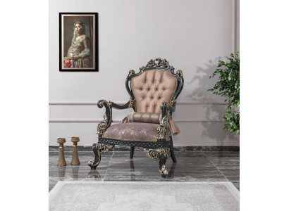 Sëtz Beige Ouerensëtz Barock Sëtzgeleeënheet Stoff Polyester Wunnzëmmer