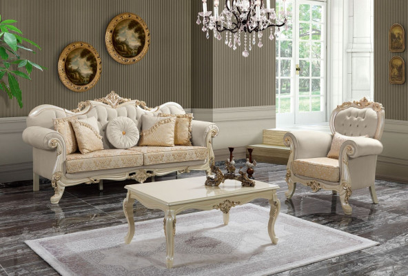 Luxus Sofasett Komplett Canapéset Beige Polstersofa Stoffsofa
