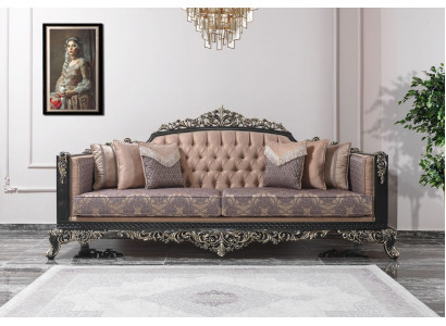 Dräisëtzer Sofa 3 Sëtzer Polstersofa Stoffsofa Béisch Barock Couchen