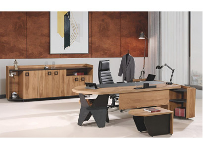 Garnitur Büro Schreifdësch Bürosdësch Set 4tlg Holz Braun Kommode Grouss