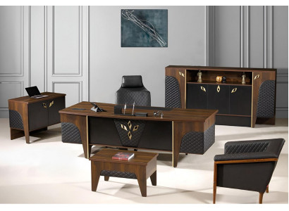 Bürosmiwwel Komplettbüro Schreifdësch Büro Bürosdësch Set 4tlg Holz Braun