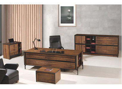 Bürosmiwwel Komplettbüro Schreifdësch Büro Bürodesk Set 4tlg Holz Brong
