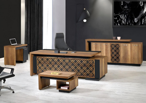 Komplettbüro Büro Miwwelen Schreifdësch Büro Bürosdësch Set 4tlg Holz Braun