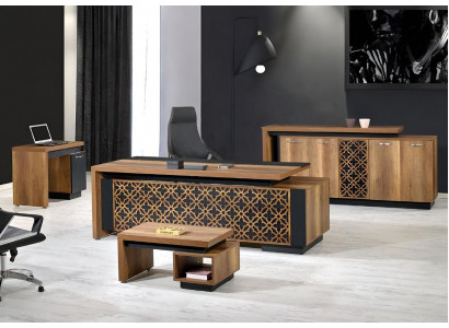 Komplettbüro Büro Miwwelen Schreifdësch Büro Bürosdësch Set 4tlg Holz Braun