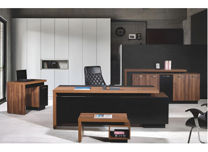 Büromiwwel Komplettbüro Schreifdësch Büro Bürosdësch 4-Deeler Holz Schwaarz
