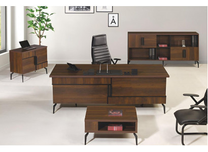 Aarbechtszëmmerauserëm Büro Schreifdësch Büroschreifdësch Set 4tlg Holz Braun