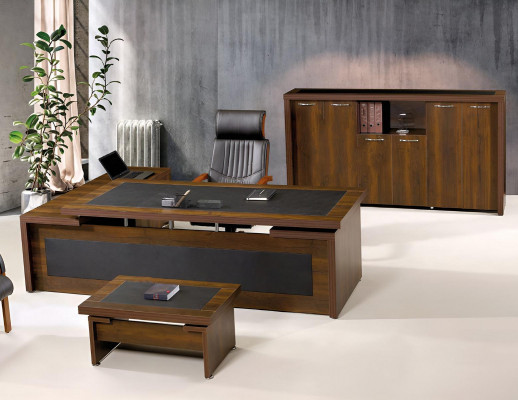 Eckbüroschier Komplette Büro Büroschier Set 3 Stéck Holz Braun Büroanlagen