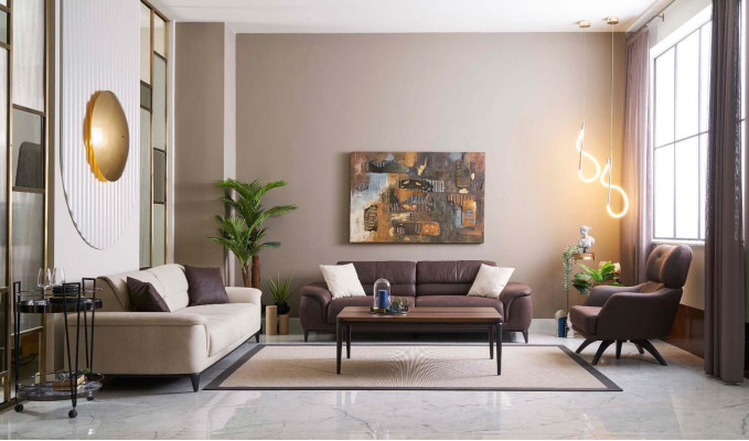 Polstersofa Couchgarnitur Sofa Fauteuil Stoffsofa Set 3tlg Brong Stoff