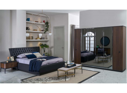 Duebelbett Kompletten Bettrahmen Bett Set 4tlg Schlofzëmmer Schwaarz