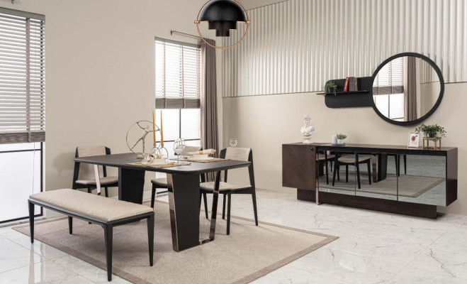 Iesszëmmer Iessgrupp Iesszëmmermiwwel Iesseck Set 8tlg Holz Braun Dësch