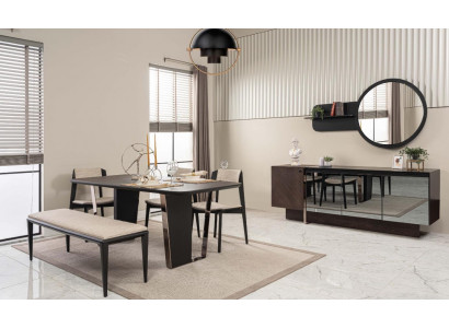 Iesszëmmer Iessgrupp Iesszëmmermiwwel Iesseck Set 8tlg Holz Braun Dësch