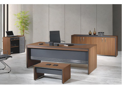 Garnitur Büro Miwwelen Komplett Büro Schreifdësch Set 4 Stéck Holz Brong Büro