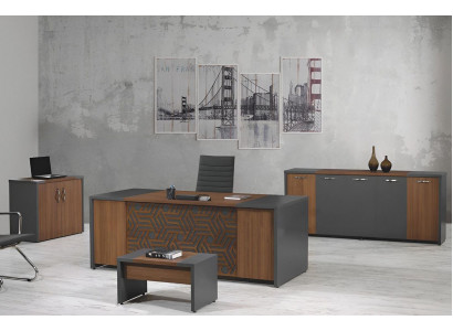 Komplettbüro Schreifdësch Büro Miwwelen Schreifdësch Set 4tlg Holz Braun Büro