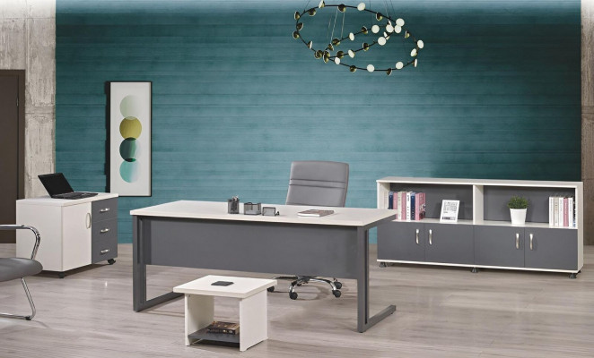 Bürosmiwwel Grom Set 4-tlg Schreifdësch Komplettbüro Schaf Holz Grupp