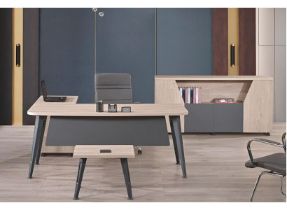 Bürosmiwwelen Eckbürosdësch Aarbechtsdësch Komplettbüro 3 Stéck Holz Set Gro