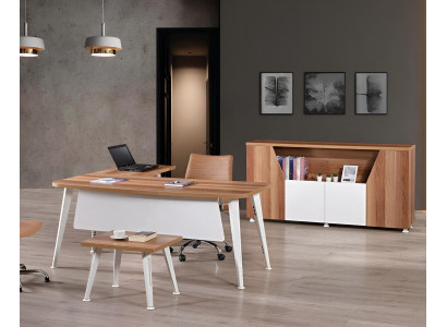 Bürosmiwwel Komplettbüro Eckbürosdësch Set 3 Deeler Holz Wäiss Dësch