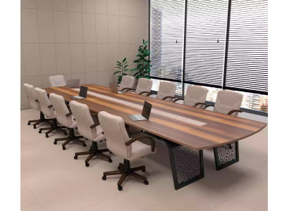 Groussen Holzkonferenztisch Büroausstattung Bespriechungstisch Dëscher Reunioun