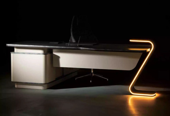 Schreifdësch LED beliicht Design Dësch Büro Ariichtung Dëscher 250cm
