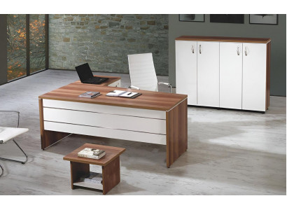 Bürosmweet Set 3tlg Eckbürosdësch Komplettbüro Schaf Holz Grupp Wäiss