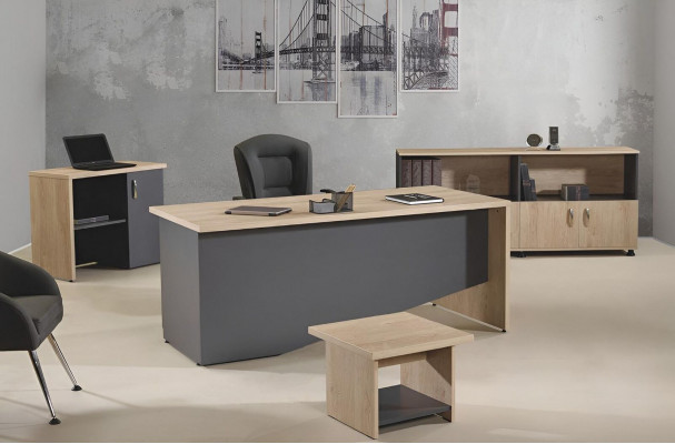Komplettbüro Bürosmiwwel Schreifdësch Büro Bürosdësch Set 4-stéck Holz Gro