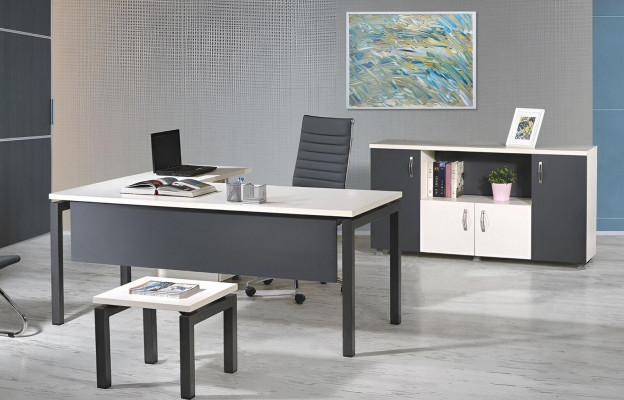 Komplettbüro Eckbüroschreifdësch Bërosmiwwelen 3-deelege Set aus Holz a Gro Computermiwwelen