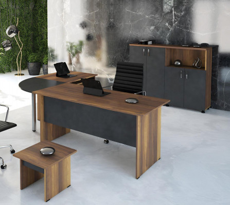 Computermiwwelen Schafftisch Büroplaze Eckbüroschafftisch 3tlg Holz Set Gro