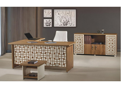 Computermiwwel Aarbechtsschier Büro-Miwwel Eckbüroschier 3deeler Holz Set Brong