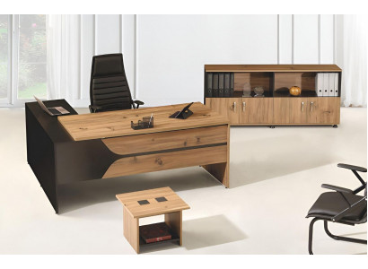 Büro Computersmiwwel Aarbechtsdësch Bürosmiwwel Dësch 3tlg Holz Set Braun