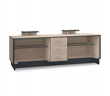 Receptioun Empfangstresen Empfangsdesk Büro Hotel Holz Braun Dësch