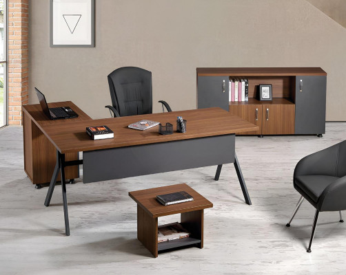 Aarbechtszëmmermébel Komplettbüro Eckbüroschaf Set 3-Stéck Holz Gro Dësch