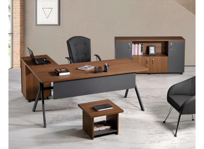 Aarbechtszëmmermébel Komplettbüro Eckbüroschaf Set 3-Stéck Holz Gro Dësch