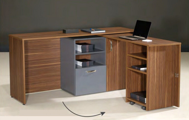 Büroschränk Schreifdësch 2 an 1 Funktiounsschaf Dësch Holz Braun Nei