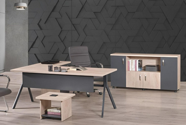 Aarbechtsdësch Komplettbüro Büro Miwwelen Eckbürosdësch 3tlg Holz Set Gro
