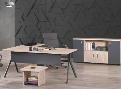 Aarbechtsdësch Komplettbüro Büro Miwwelen Eckbürosdësch 3tlg Holz Set Gro