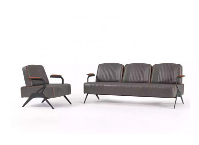 Sofa Set 2 Luxus Miwwelen Sofagarnitur Dräisëtzer Aarbechtszëmmer Ariichtung