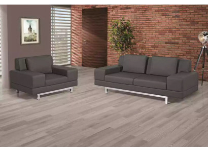 Grau Couch Garnitur Dräisëtzer Fautteuil Canapé Garnitur Schaffzëmmer Canapéen