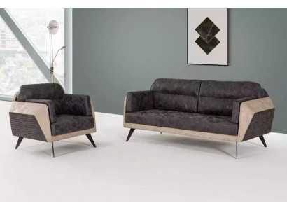 Modern Sofagarnitur Dräisëtzer Couch Fautteuil Polstermöbel Nei Set Design 3+1