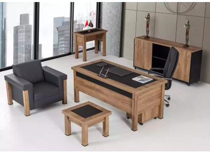 Designer Büro Aarbechtszëmmer Set Schreifdësch Schaf Komplett Set Miwwelen 4 Deeler