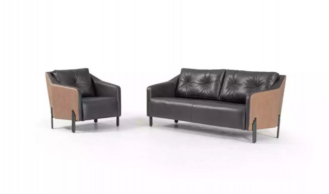 Sofa-Garnitur Dräisëtzer Fauteuil Textilméubel Aarbechtszëmmer Sëtzgrupp Sofa