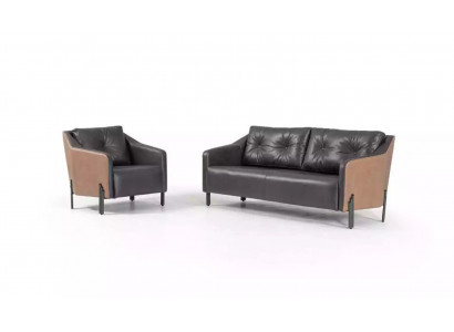 Sofa-Garnitur Dräisëtzer Fauteuil Textilméubel Aarbechtszëmmer Sëtzgrupp Sofa
