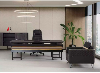 Eckschreifdësch aus Holz Modern Aarbechtszëmmer Designer Büro Office Miwwelen Nei