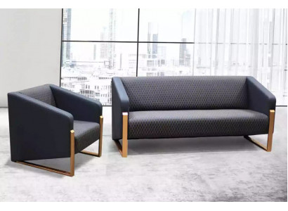 Schwaarz komplett Kanapeesett Büro Miwwel Textil Sëtzer Dräisëtzer Sesselen