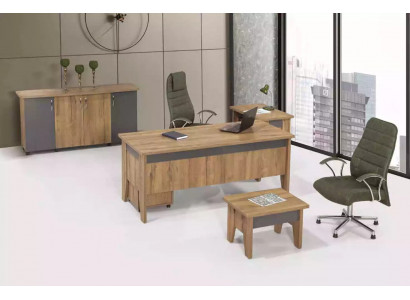 Holzmiwwelen Aarbechtszëmmer Set Büro-Miwwelen Schreifdësch Büroschaf 4 Deeler