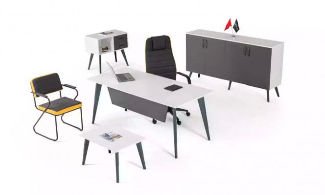 Schaffzëmmer Büroset 4 Stéck Büro Office Schreifdësch Designer Miwwel Nei