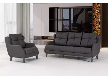 Schwaarz Sofagarnitur Sessel Zweesëtzer Luxus Moderne Set Polstersëtz 2+1
